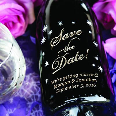 Classic Save the Date Etched Wine