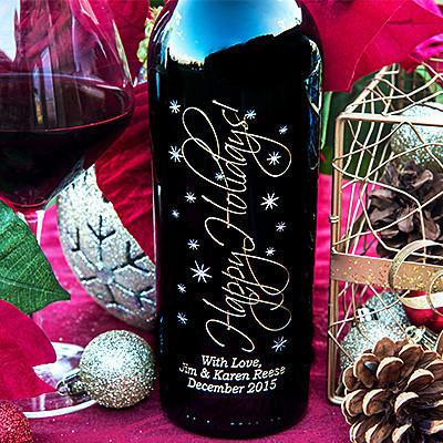 Graceful Holidays Etched Wine