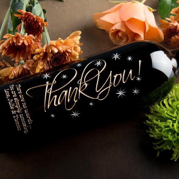 Graceful Thank You Etched Wine