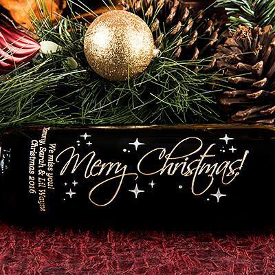 Graceful Merry Christmas! Etched wine
