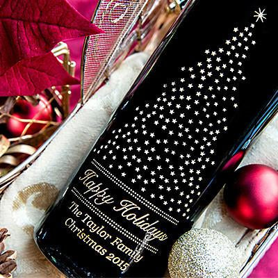 Starry Pine Etched Wine
