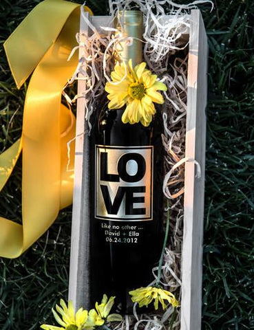 New LOVE Etched Wine