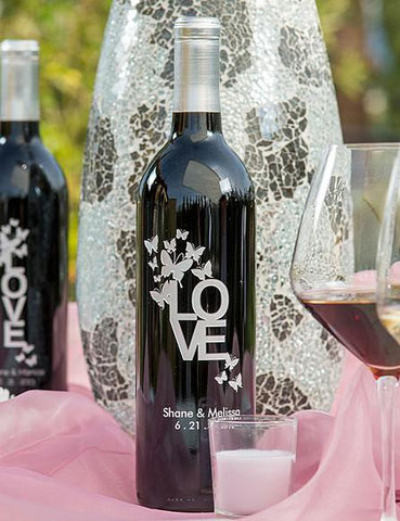 Love & Butterflies Etched Wine