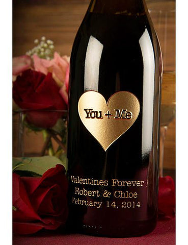 You + Me Heart Etched Wine